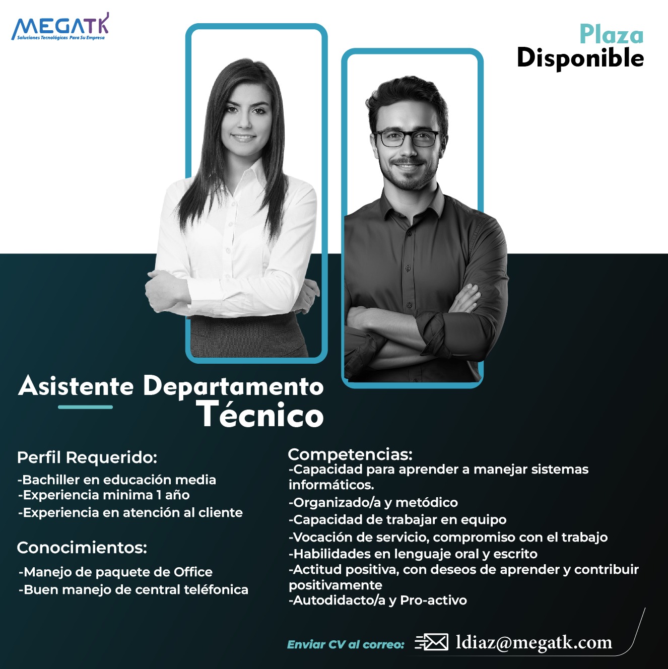 vacante asistente departamento tecnico megatk